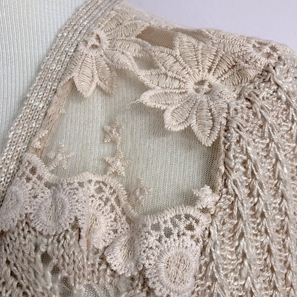 American Rag Women’s Open Front Cardigan, M, Lightweight, Lace, Beige/Blush - Picture 5 of 5